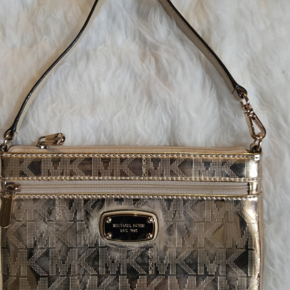 Michael Kors Metallic Gold Large Zip Clutch Wristlet